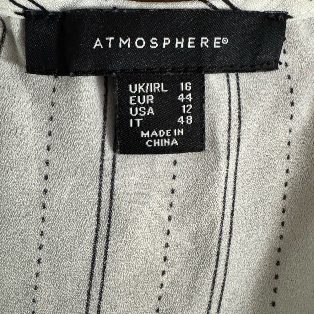 Atmosphere Women’s White and Black Sleeveless V Neck Striped Wrap Blouse Size 12 - Picture 3 of 8